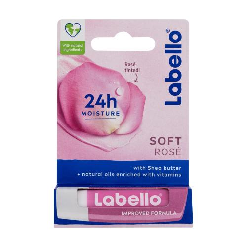 Labello Soft Rosé 24h Moisture Lip Balm 4,8 g balzám na rty s jemným růžovým nádechem pro ženy