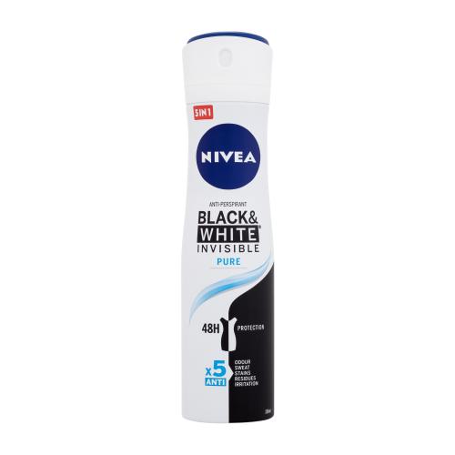 Nivea Black & White Invisible Pure 48h 150 ml antiperspirant ve spreji pro ženy