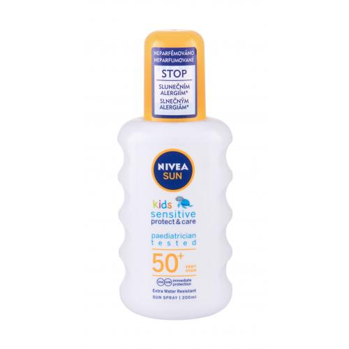 Nivea Sun Kids Protect & Sensitive Sun Spray SPF50+ 200 ml opalovací přípravek na tělo pro děti
