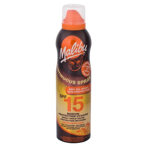 Malibu Continuous Spray Dry Oil SPF15 175 ml voděodolný suchý olej na opalování unisex