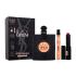 Yves Saint Laurent Black Opium Dárková kazeta parfémovaná voda 90 ml + parfémovaná voda 10 ml + rtěnka Rouge Pur Couture 2 g 308