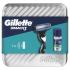 Gillette Mach3 Dárková kazeta holicí strojek 1 ks + gel na holení Soothing With Aloe Vera Sensitive 75 ml + plechová krabička