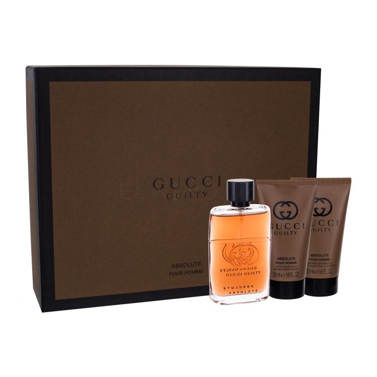 Gucci Guilty Absolute Pour Homme Dárková kazeta parfémovaná voda 50 ml + balzám po holení 50 ml + sprchový gel 50 ml
