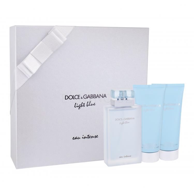 Dolce&amp;Gabbana Light Blue Eau Intense Dárková kazeta parfémovaná voda 100 ml + tělový krém 100 ml + sprchový gel 100 ml