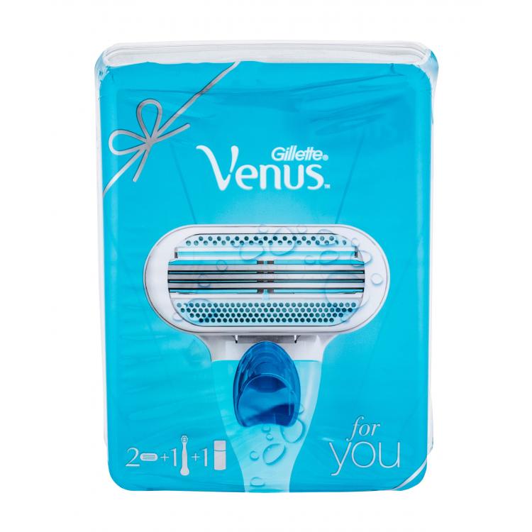 Gillette Venus Dárková kazeta holicí strojek s jednou hlavicí 1 ks + náhradní hlavice 1 ks + gel na holení Satin Care Pure &amp; Delicate 75 ml