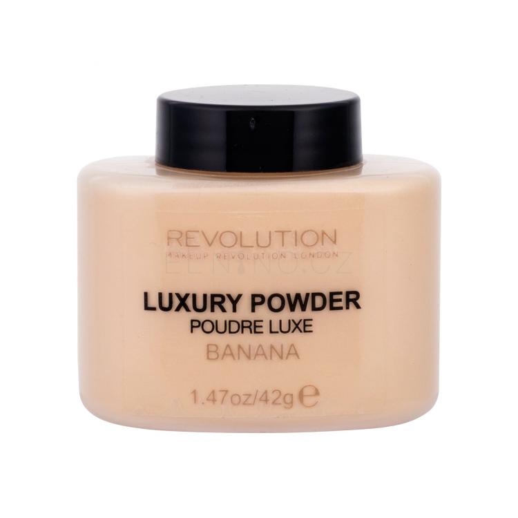 Makeup Revolution London Luxury Powder Pudr pro ženy 42 g Odstín Banana