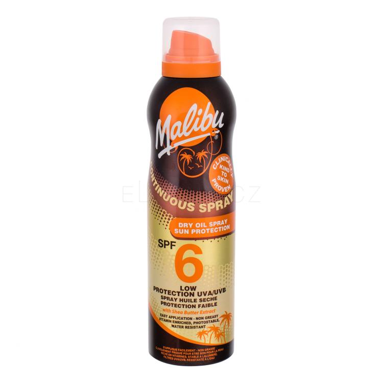 Malibu Continuous Spray Dry Oil SPF6 Opalovací přípravek na tělo 175 ml