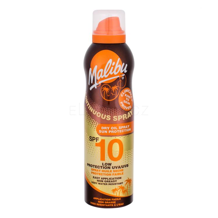 Malibu Continuous Spray Dry Oil SPF10 Opalovací přípravek na tělo pro ženy 175 ml