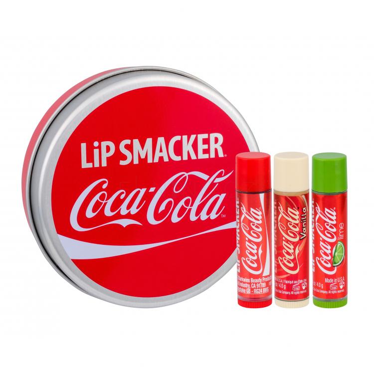 Lip Smacker Coca-Cola Dárková kazeta balzám na rty 3 x 4 g + plechová krabička