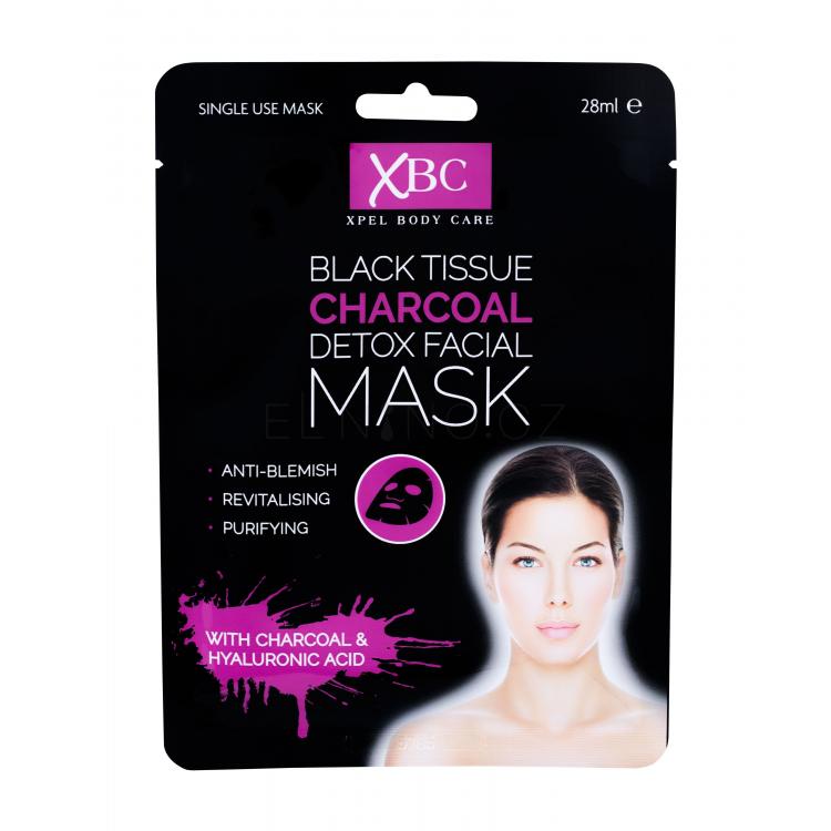 Xpel Body Care Black Tissue Charcoal Detox Facial Mask Pleťová maska pro ženy 28 ml