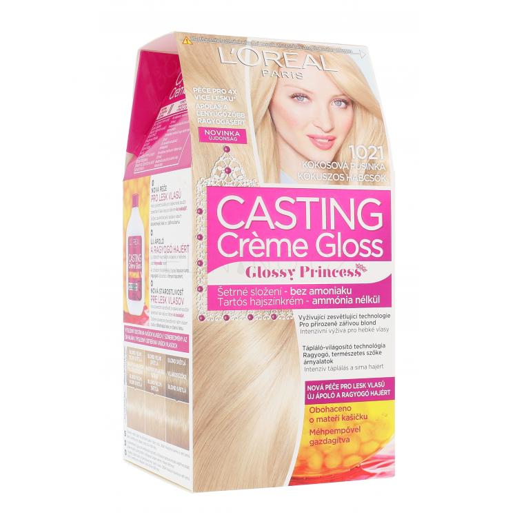L&#039;Oréal Paris Casting Creme Gloss Glossy Princess Barva na vlasy pro ženy 48 ml Odstín 1021 Coconut Baby poškozená krabička