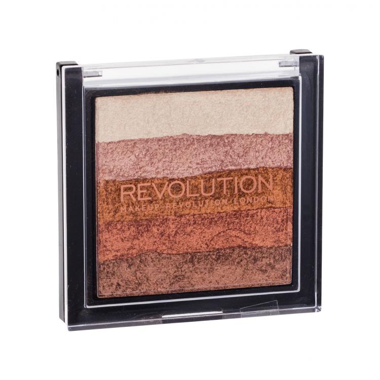Makeup Revolution London Shimmer Brick Tvářenka pro ženy 7 g Odstín Bronze Kiss