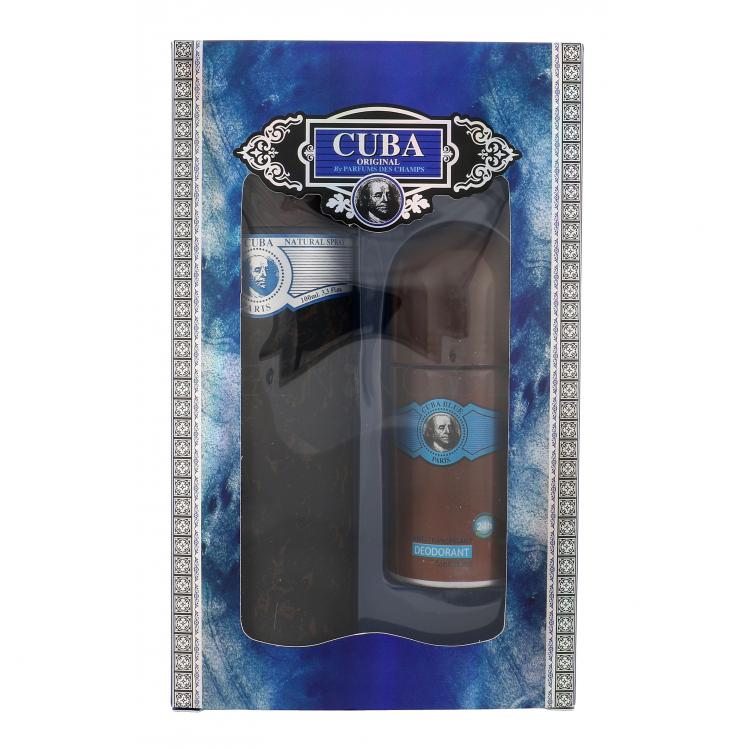 Cuba Blue Dárková kazeta toaletní voda 100 ml + deodorant roll-on 50 ml poškozená krabička