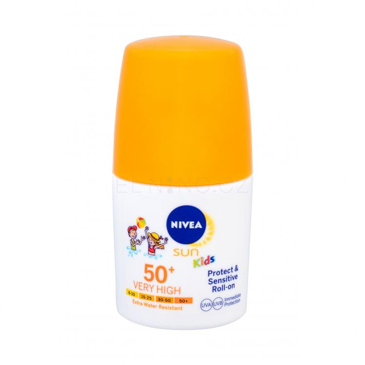 Nivea Sun Kids Protect &amp; Sensitive Roll-on SPF50+ Opalovací přípravek na tělo pro děti 50 ml
