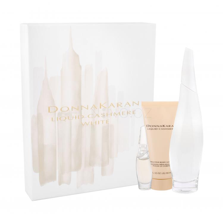 DKNY Liquid Cashmere White Dárková kazeta parfémovaná voda 100 ml + parfémovaná voda 7 ml + tělové mléko 100 ml