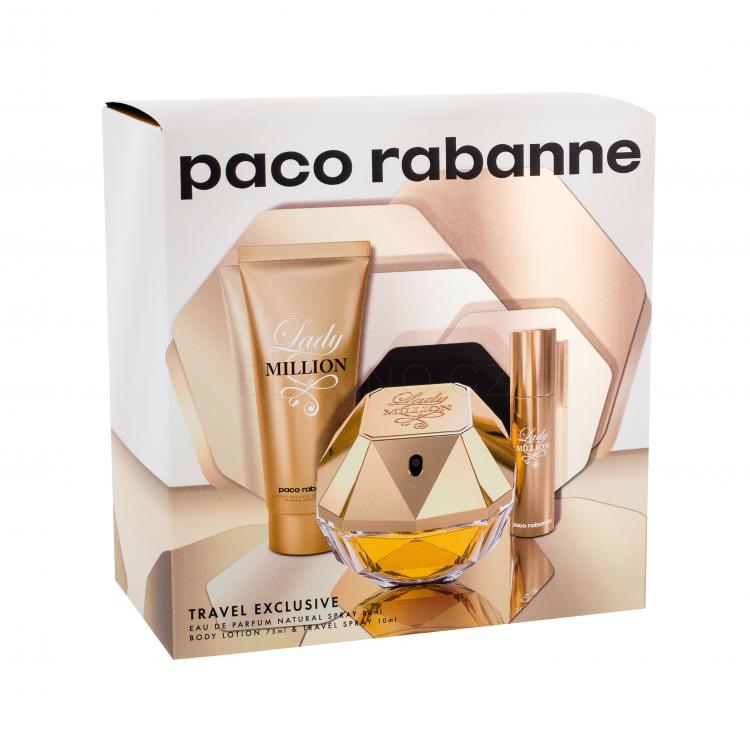 Paco Rabanne Lady Million Dárková kazeta parfémovaná voda 80 ml + tělové mléko 75 ml + parfémovaná voda 10 ml