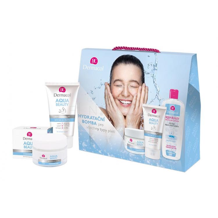Dermacol Aqua Beauty Dárková kazeta denní pleťová péče 50 ml + mycí gel na obličej 3 v 1 150 ml + čisticí micelární voda 400 ml