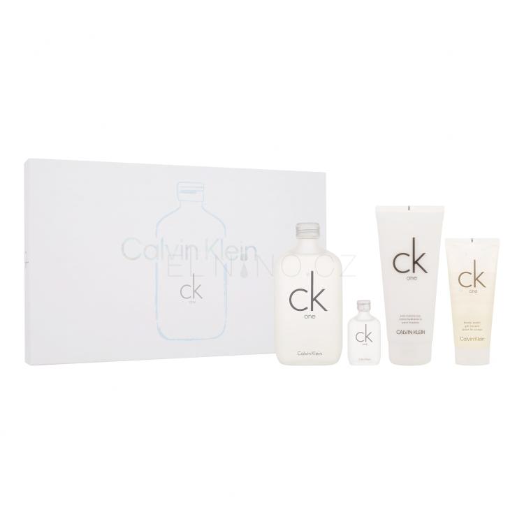 Calvin Klein CK One Dárková kazeta toaletní voda 200 ml + tělové mléko 200 ml + sprchový gel 100 ml + toaletní voda 15 ml