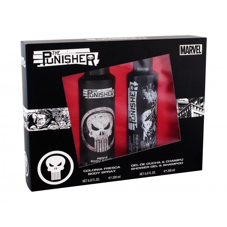 Marvel The Punisher Dárková kazeta sprchový gel 200 ml + tělový sprej 200 ml poškozená krabička