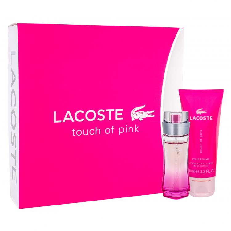 Lacoste Touch Of Pink Dárková kazeta toaletní voda 30 ml + tělové mléko 100 ml poškozená krabička