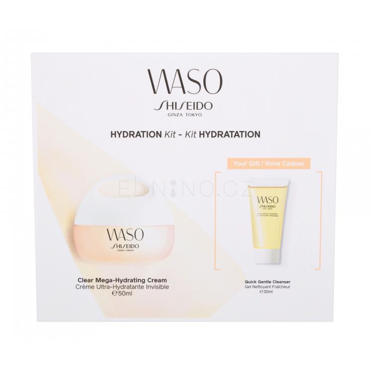 Shiseido Waso Clear Mega Dárková kazeta denní pleťová péče Waso Clear Mega-Hydrating Cream 50 ml + čisticí gel Quick Gentle Cleanser 30 ml