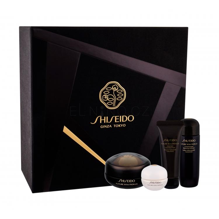Shiseido Future Solution LX Eye And Lip Regenerating Cream Dárková kazeta péče o oční okolí 17 ml + čisticí pěna 15 ml + čisticí pleťová voda 25 ml + denní pleťová péče Total Protective Cream SPF20 6 ml