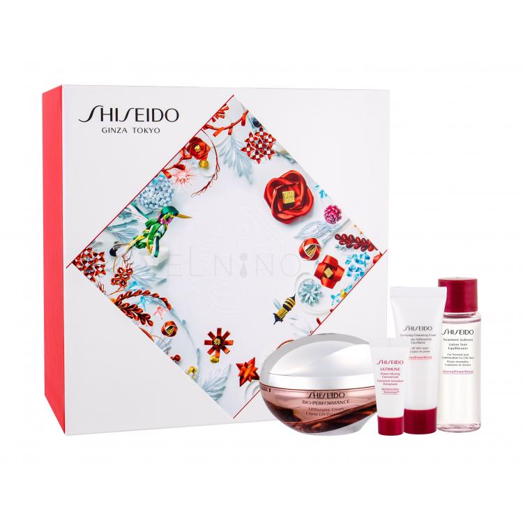 Shiseido Bio-Performance LiftDynamic Cream Dárková kazeta denní pleťová péče 50 ml + pleťové sérum ULTIMUNE 5 ml + čisticí pěna Clarifying Cleansing Foam 15 ml + pleťová voda Treatment Softener 30 ml