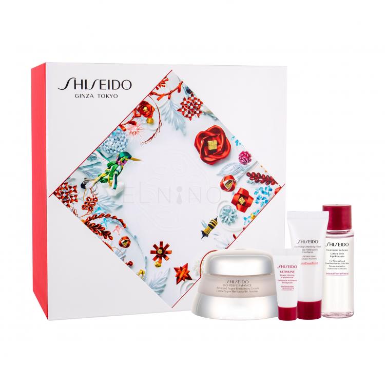 Shiseido Bio-Performance Advanced Super Revitalizing Dárková kazeta denní pleťová péče 50 ml + pleťové sérum ULTIMUNE 5 ml + čisticí pěna Clarifying Cleansing Foam 15 ml + pleťová voda Treatment Softener 30 ml