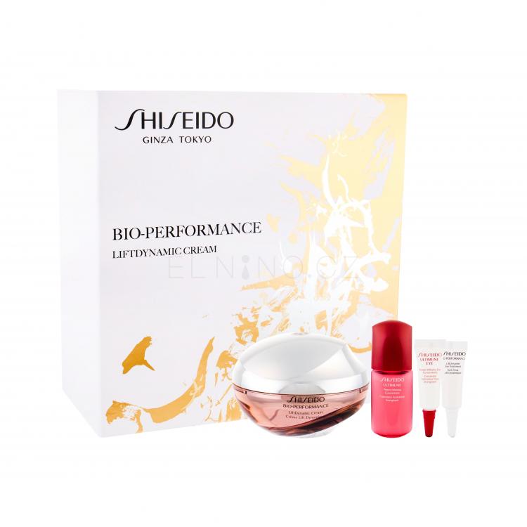 Shiseido Bio-Performance LiftDynamic Cream Dárková kazeta denní pleťová péče 50 ml + pleťové sérum Ultimune 10 ml + péče o oční okolí Ultimune 3 ml + péče o oční okolí Bio-Performance 3 ml