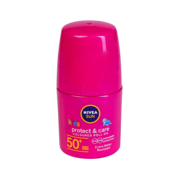 Nivea Sun Kids Protect &amp; Care Coloured Roll-On SPF50+ Opalovací přípravek na tělo pro děti 50 ml Odstín Pink