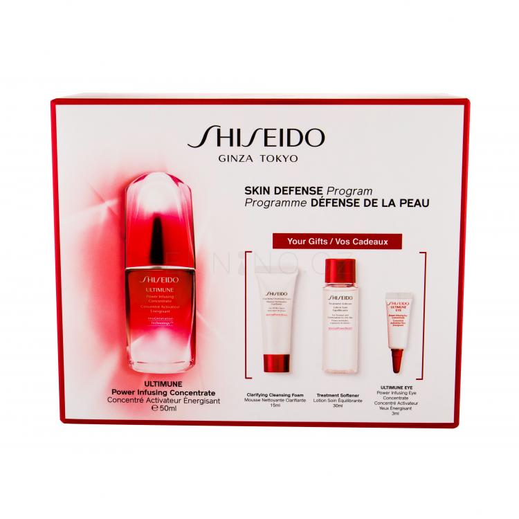 Shiseido Ultimune Dárková kazeta pleťové sérum 50 ml + čisticí pěna 15 ml + pleťová voda 30 ml + péče o oční okolí 3 ml