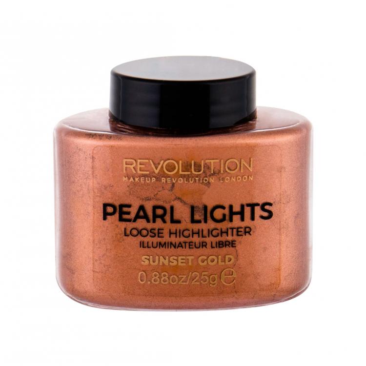 Makeup Revolution London Pearl Lights Rozjasňovač pro ženy 25 g Odstín Sunset Gold
