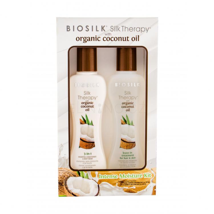 Farouk Systems Biosilk Silk Therapy Organic Coconut Oil Dárková kazeta šampon 3v1 167 ml + bezoplachová péče 167 ml