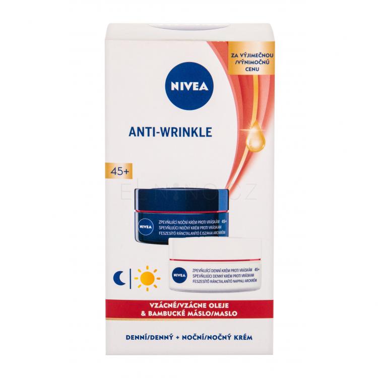 Nivea Anti-Wrinkle Firming Dárková kazeta denní pleťový krém 50 ml + noční pleťový krém 50 ml