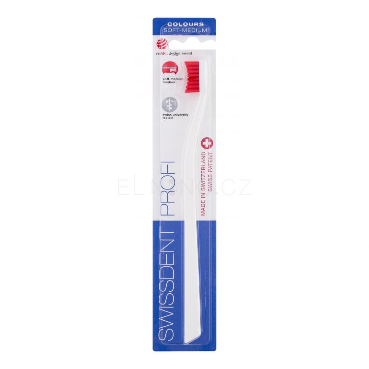 Swissdent Profi Colours Soft Medium Klasický zubní kartáček 1 ks Odstín White&amp;Red