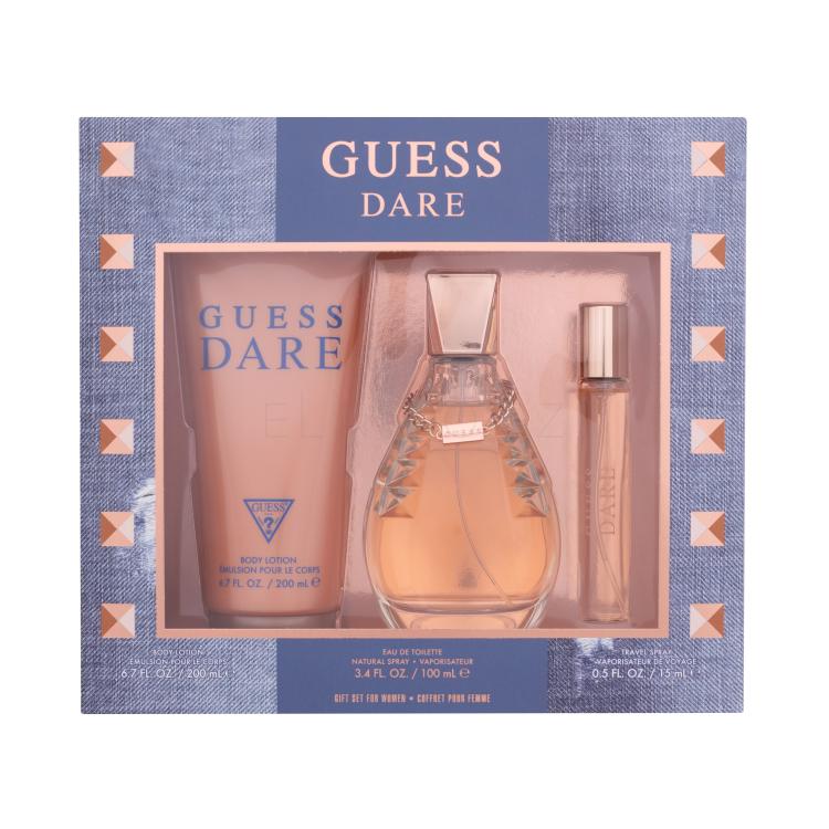 GUESS Dare Dárková kazeta toaletní voda 100 ml + toaletní voda 15 ml + tělové mléko 200 ml