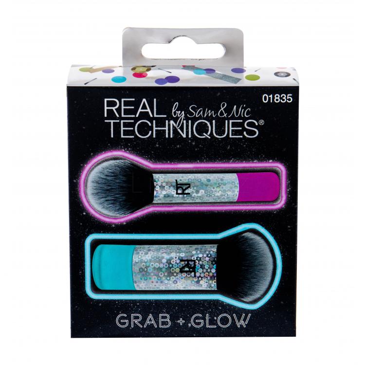 Real Techniques Brushes Grab + Glow Dárková kazeta kosmetický štětec Mini Expert Face 1 ks + kosmetický štětec Mini Contour 1 ks