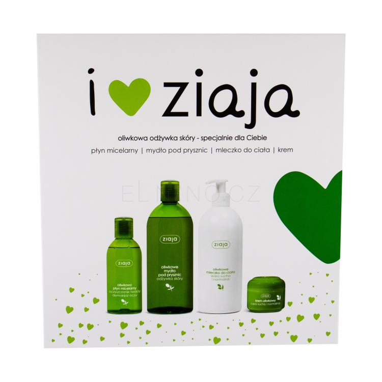 Ziaja Natural Olive Dárková kazeta sprchový gel 500 ml + tělové mléko 400 ml + denní pleťová péče 50 ml + micelární voda 200 ml