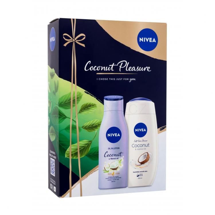 Nivea Coconut Pleasure Dárková kazeta sprchový krém Care &amp; Coconut 250 ml + tělové mléko Coconut &amp; Monoi Oil 200 ml