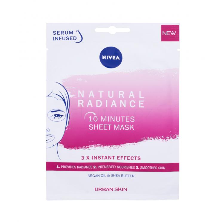 Nivea Natural Radiance 10 Minutes Sheet Mask Pleťová maska pro ženy 1 ks
