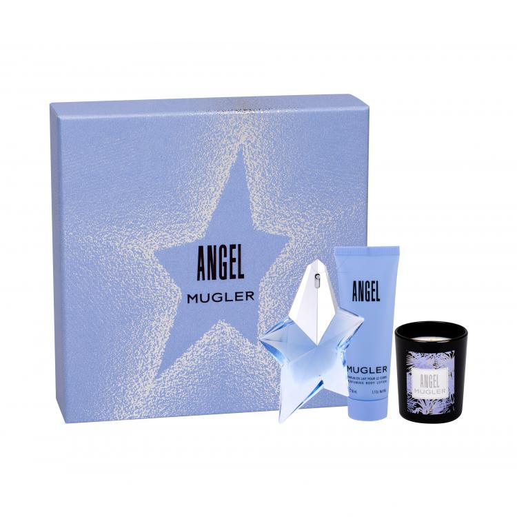 Thierry Mugler Angel Dárková kazeta parfémovaná voda 25 ml + tělové mléko 50 ml + svíčka 70 g Plnitelný