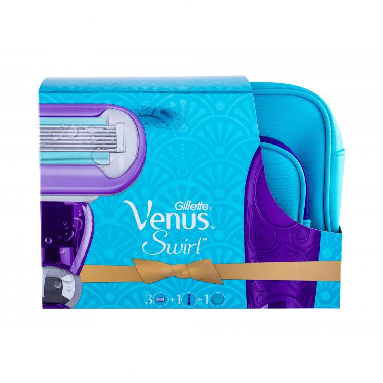Gillette Venus Swirl Dárková kazeta holicí strojek 1 ks + náhradní břit 2 ks + kosmetická taška