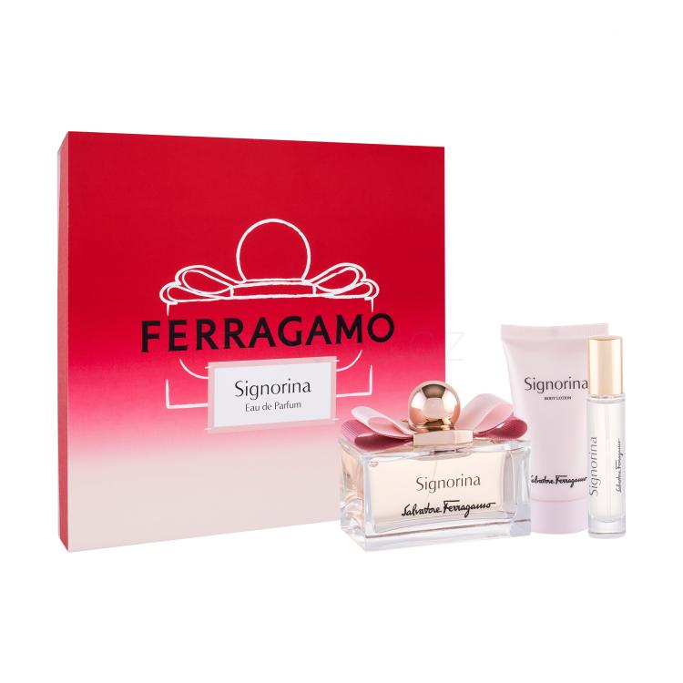 Salvatore Ferragamo Signorina Dárková kazeta parfémovaná voda 100 ml + tělové mléko 50 ml + parfémovaná voda 10 ml
