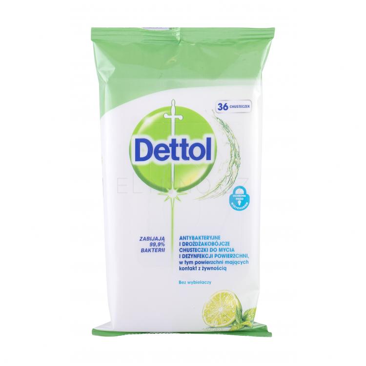 Dettol Antibacterial Cleansing Surface Wipes Lime &amp; Mint Antibakteriální přípravek 36 ks
