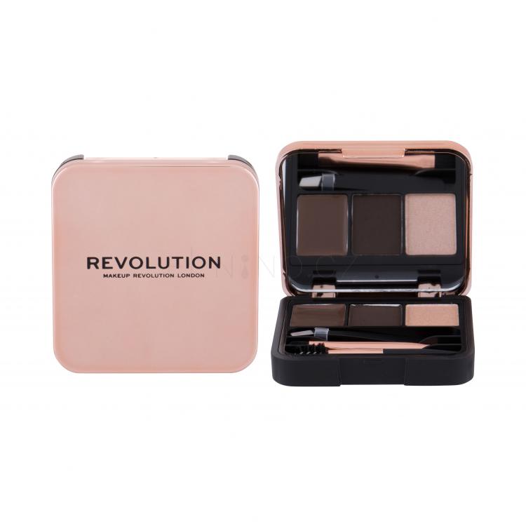 Makeup Revolution London Brow Sculpt Kit Set a paletka na obočí pro ženy 2,2 g Odstín Dark Brown