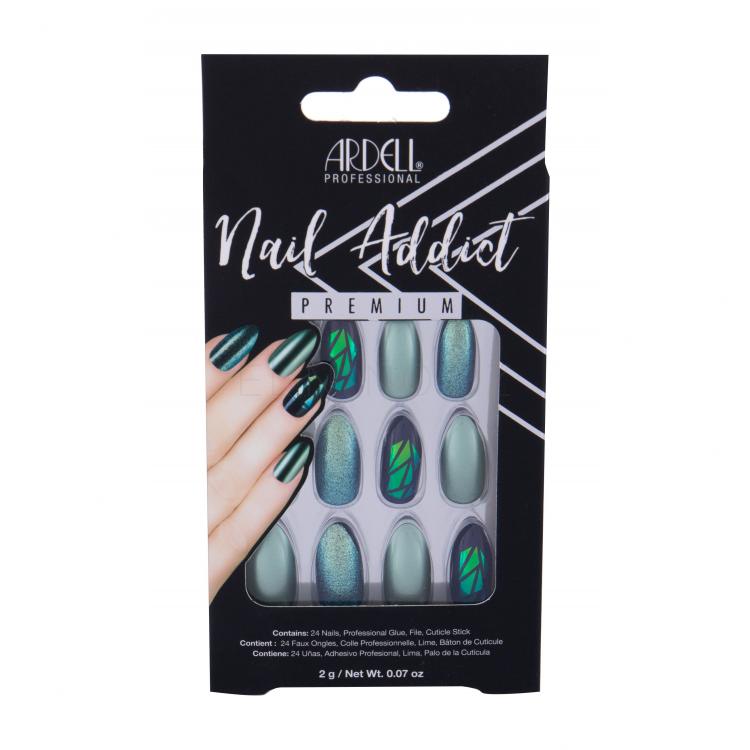 Ardell Nail Addict Premium Umělé nehty pro ženy Odstín Green Glitter Chrome Set