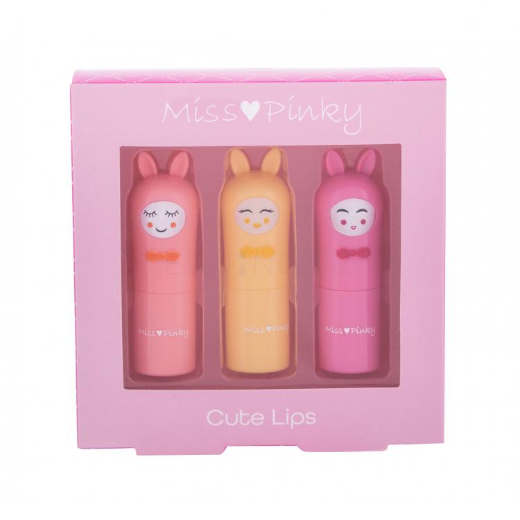 2K Miss Pinky Cute Lips Dárková kazeta balzám na rty Miss Pinky 3,6 g + balzám na rty Miss Pinky 3,6 g Cherry + balzám na rty Miss Pinky 3,6 g Vanilla