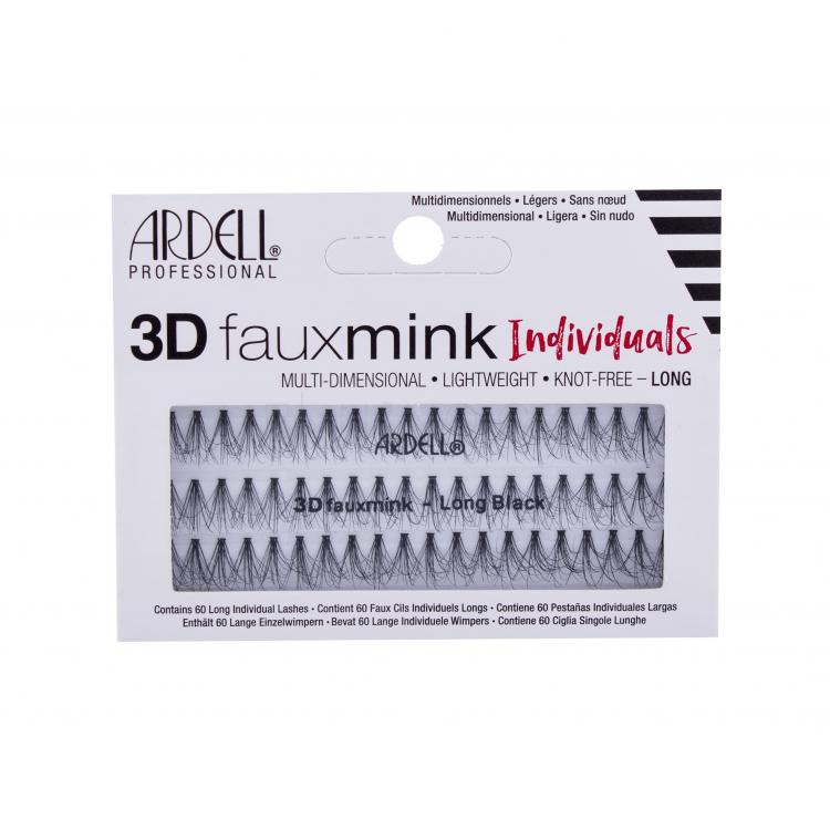 Ardell 3D Faux Mink Individuals Long Umělé řasy pro ženy 60 ks Odstín Black