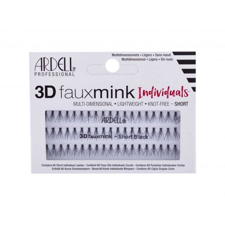 Ardell 3D Faux Mink Individuals Short Umělé řasy pro ženy 60 ks Odstín Black