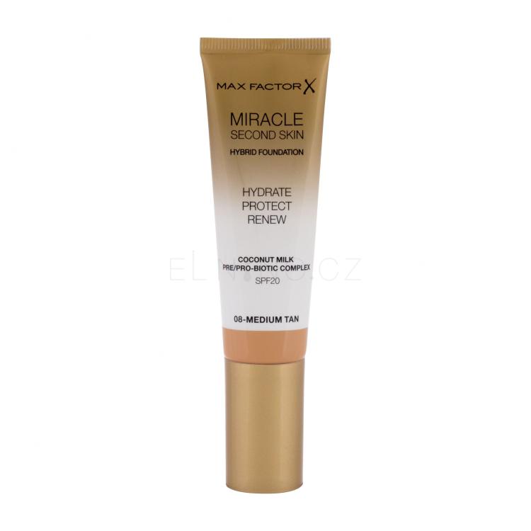 Max Factor Miracle Second Skin SPF20 Make-up pro ženy 30 ml Odstín 08 Medium Tan